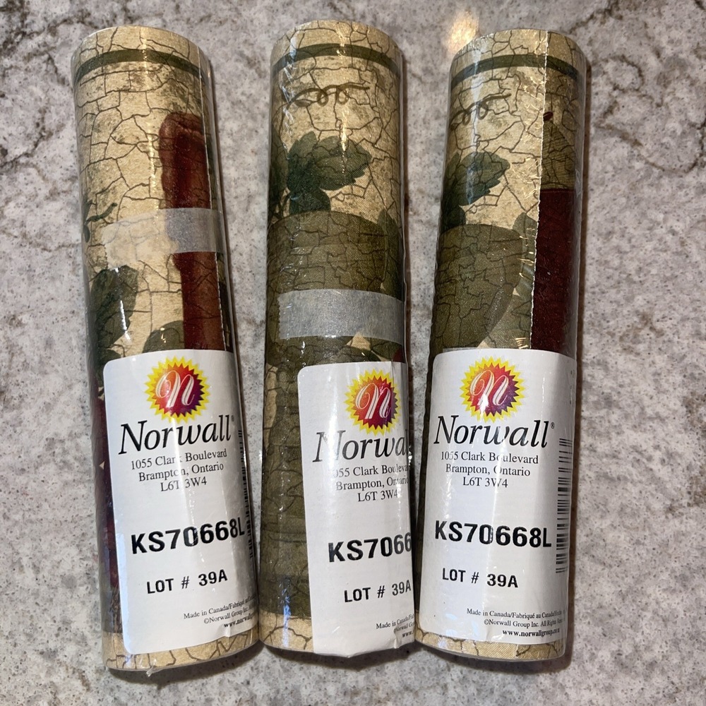 3 Norwall KS70668L Grape Vines Decorative Wallpaper Border 5 Yards Each